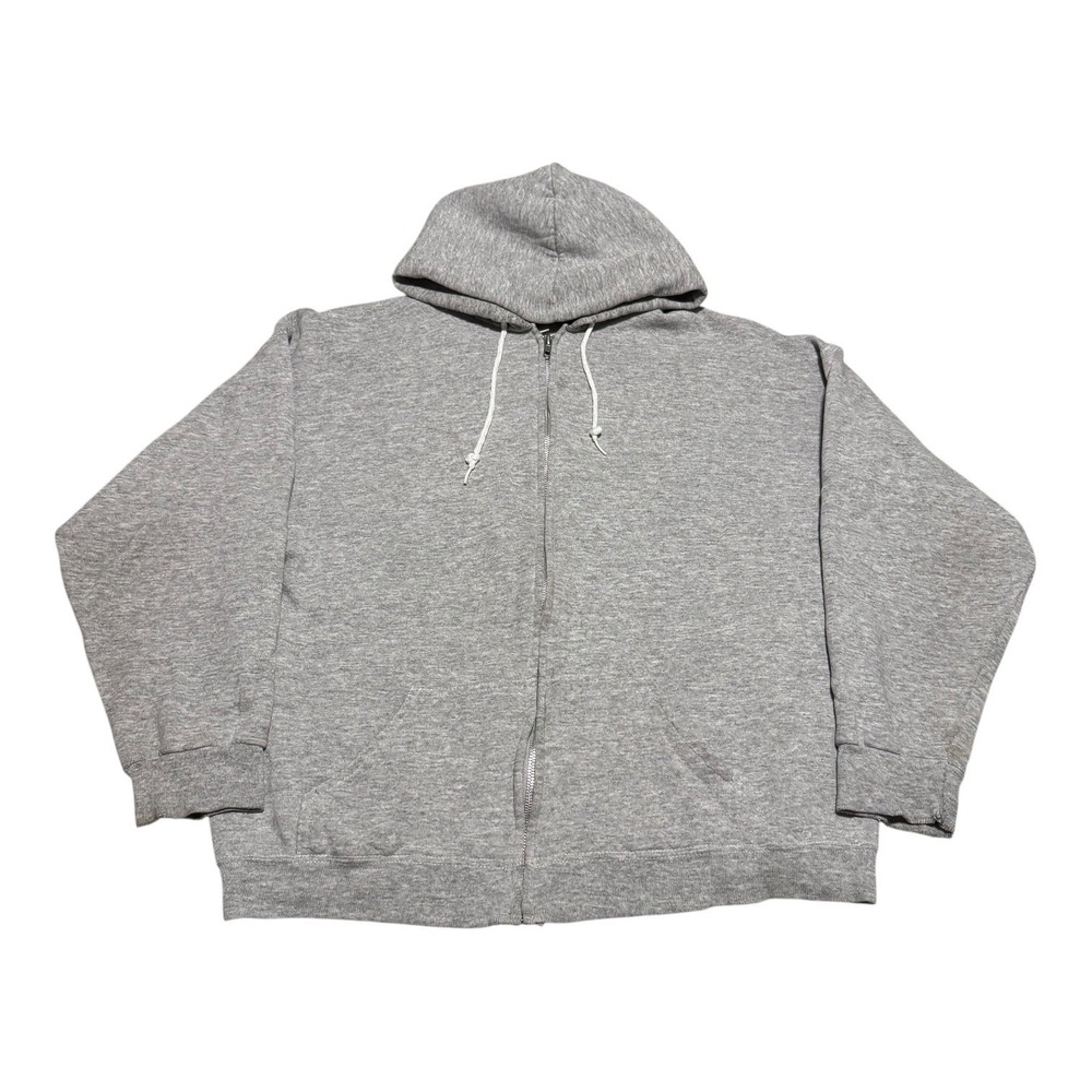 Vintage 90s Tultex Cotton Blend Gray Full Zip Hoodie Sweatshirt Women's XL FLAWS